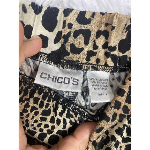Chico's Womens Leopard Cheetah Print Animal Skirt Midi A line Size 1 - Picture 7 of 7